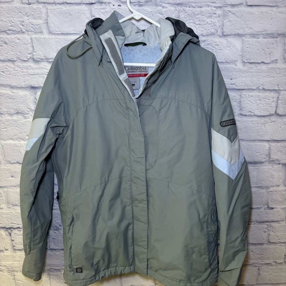 Columbia Women's Waterproof Breathable Convert Green Gray Snowboarding Jacket L